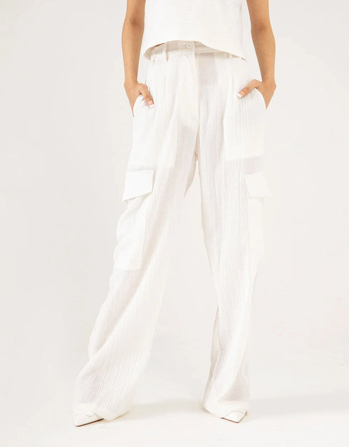 TEXTURED CARGO WIDELEG PANTS